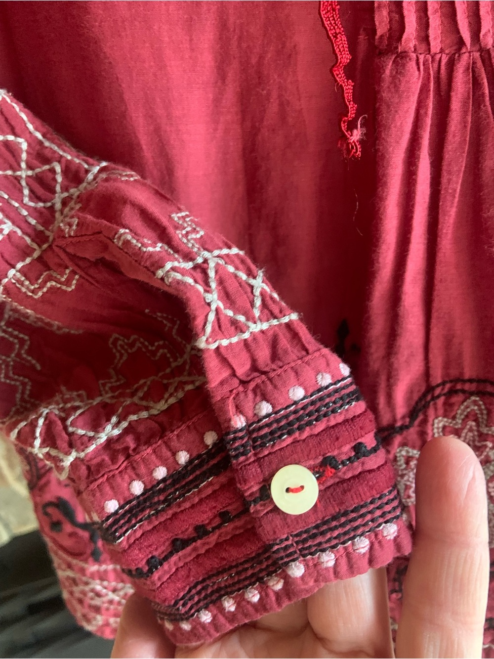3J Workshop Johnny Was * Beautiful Maroon Embroidered Blouse - Picture 11 of 14